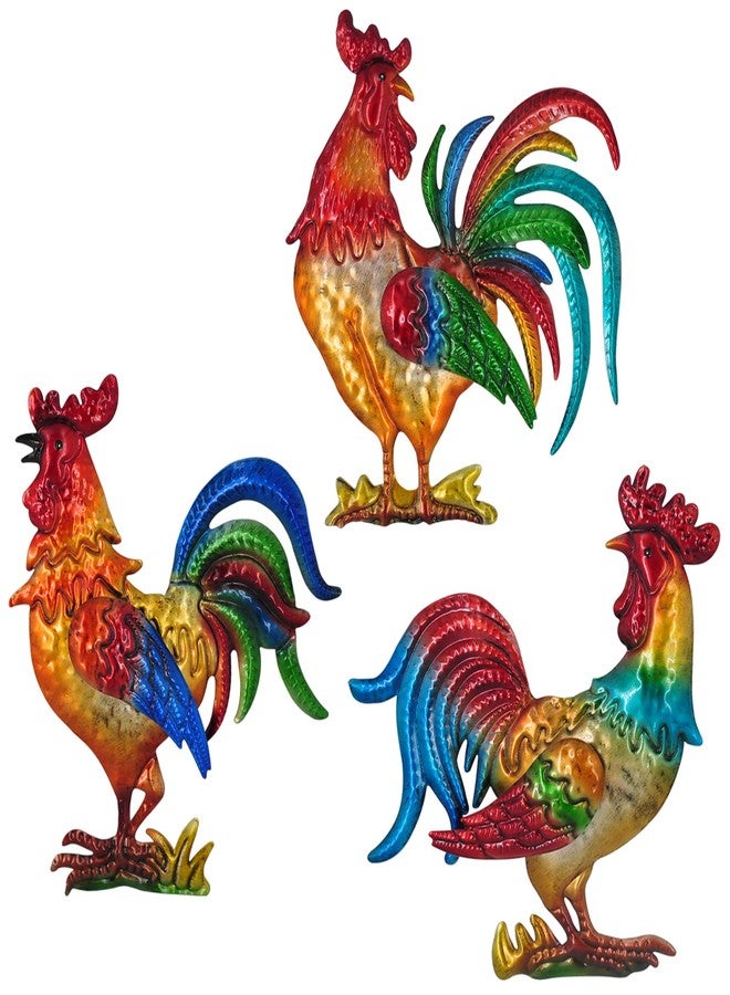 Tuokiuhn Rooster Metal Wall Art Decor Rooster Kitchen Decor Chicken Decor Living Room Bedroom Farmhouse Cabin Country Hanging Decorations Outdoor Garden Fence Art. - Image 1